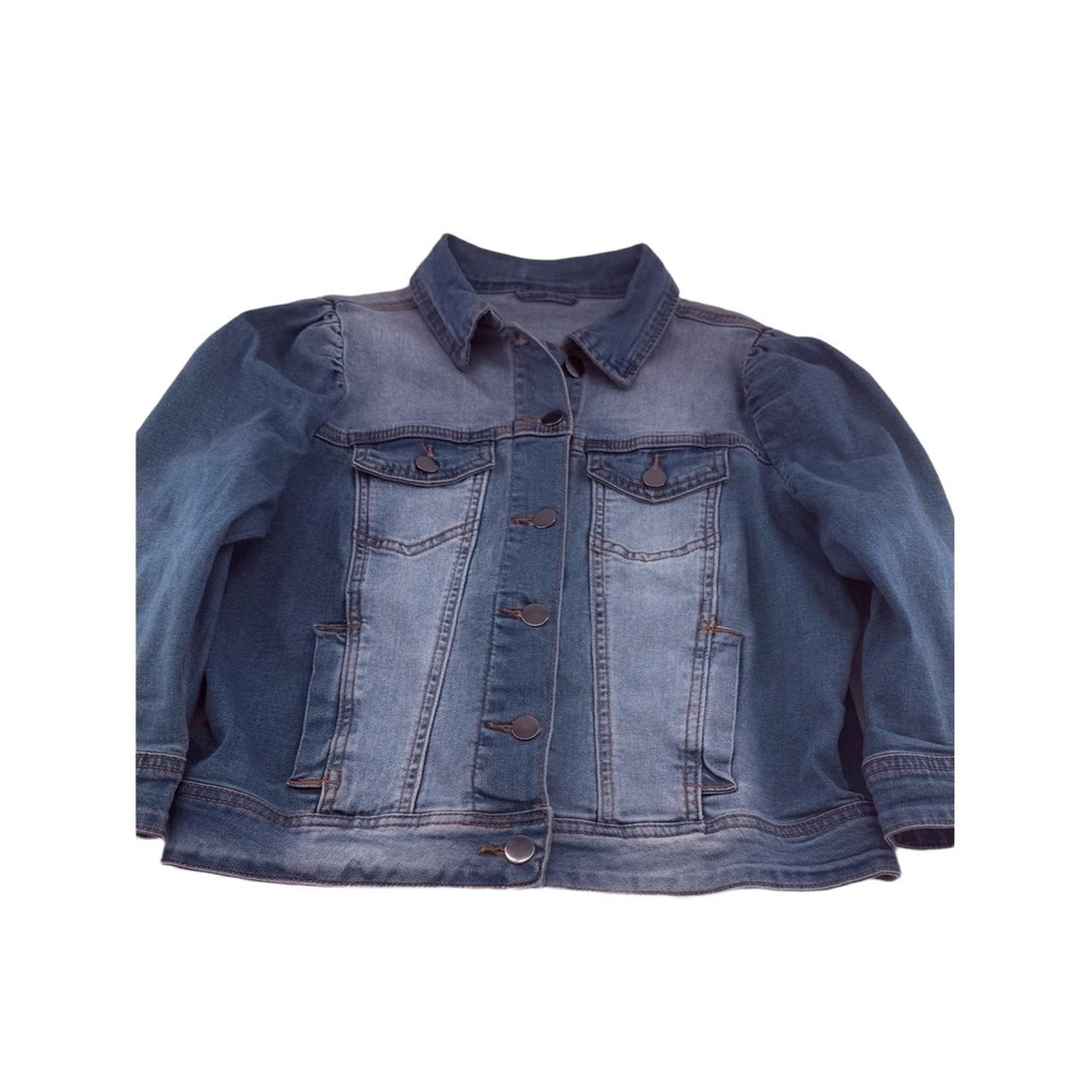 Vetinee Jacket Womens Cropped Blue Denim 3/4 Sleeve Puff Distressed Faded - Picture 8 of 16